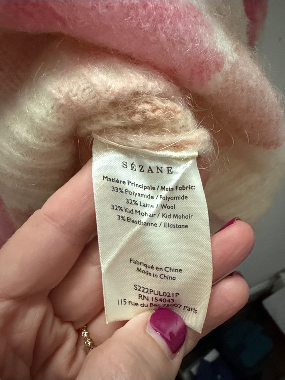 Sezane Cream Sweater with Pink and Tan Floral Print - size M - Picture 4 of 4